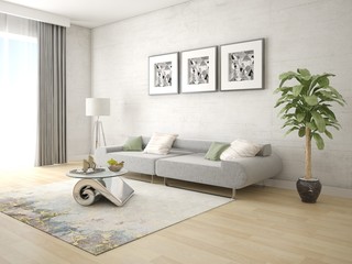 Mock up the original living room with a trendy comfortable sofa and stylish hipster backdrop.
