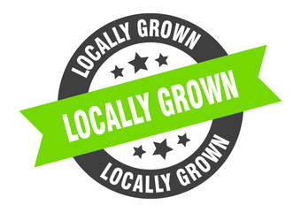 locally grown sign. locally grown black-green round ribbon sticker
