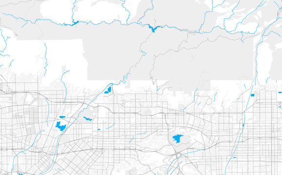 Rich detailed vector map of Glendora, California, United States of America