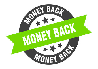 money back sign. money back black-green round ribbon sticker