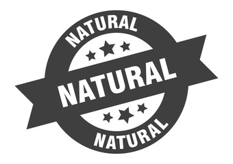 natural sign. natural black round ribbon sticker