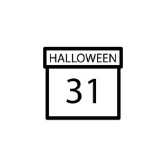 Halloween calendar icon with reflection. 31 October