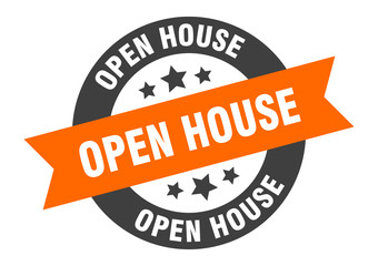 Obraz premium open house sign. open house orange-black round ribbon sticker