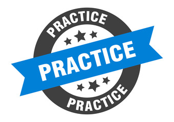 practice sign. practice blue-black round ribbon sticker