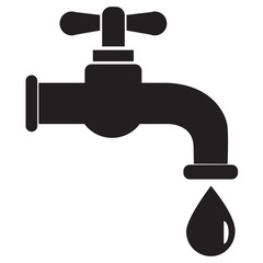 Dripping tap with drop icon on white background. flat style. Water tap icon for your web site design, logo, app, UI. tap symbol. Water Faucet with drop sign.