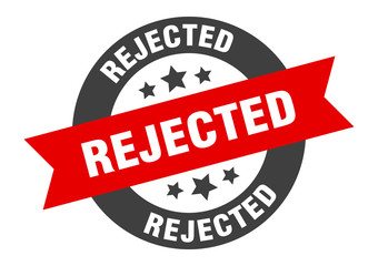 rejected sign. rejected black-red round ribbon sticker