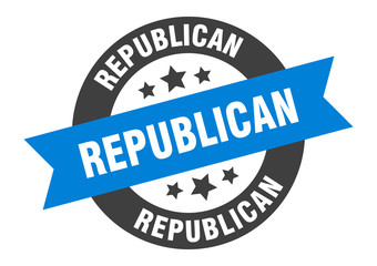 republican sign. republican blue-black round ribbon sticker