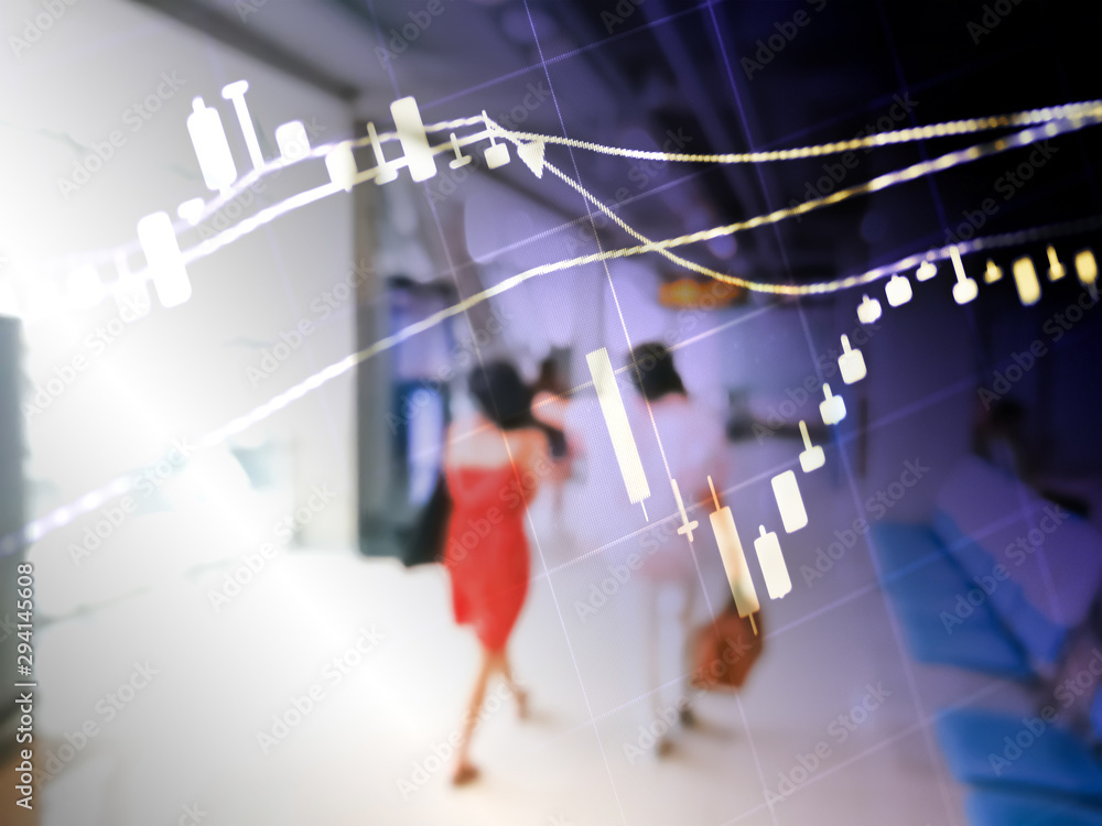 Poster charts of stock market instruments with various type of indicators and volume analysis for professio
