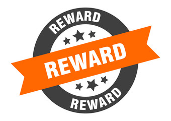 reward sign. reward orange-black round ribbon sticker