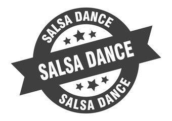salsa dance sign. salsa dance black round ribbon sticker