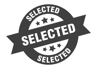 selected sign. selected black round ribbon sticker