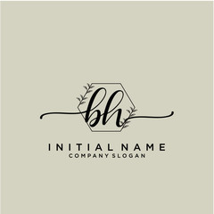 BH Beauty vector initial logo, handwriting logo.