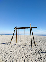 Swing on sea beach, Panoramic view