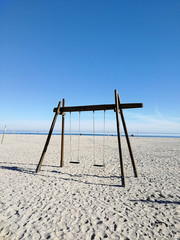 Swing on sea beach, Panoramic view