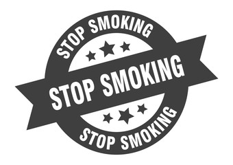 stop smoking sign. stop smoking black round ribbon sticker