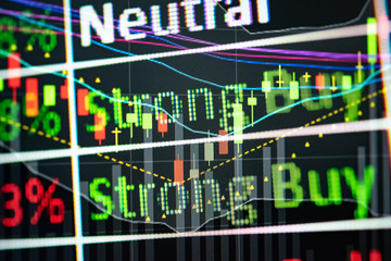 Stock market graph chart. The digital information for Forex trading market.