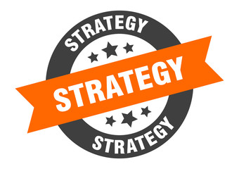 strategy sign. strategy orange-black round ribbon sticker