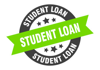 student loan sign. student loan black-green round ribbon sticker