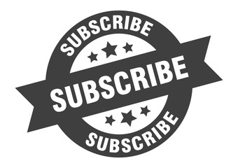 subscribe sign. subscribe black round ribbon sticker