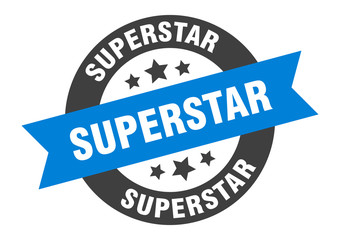 superstar sign. superstar blue-black round ribbon sticker