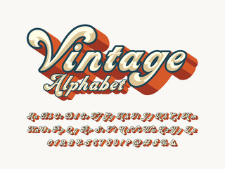 Vector of groovy hippie style alphabet design