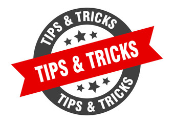 tips & tricks sign. tips & tricks black-red round ribbon sticker