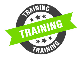 training sign. training black-green round ribbon sticker