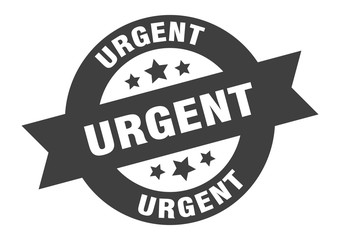 urgent sign. urgent black round ribbon sticker