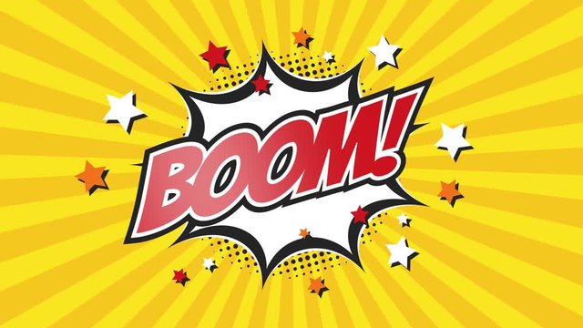 BOOM!  - Comic Pop Art text video 4K, chroma key version included. 