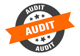 audit sign. audit orange-black round ribbon sticker