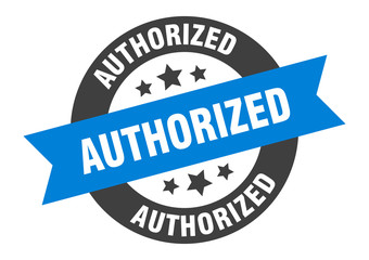 Fototapeta premium authorized sign. authorized blue-black round ribbon sticker