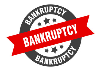 bankruptcy sign. bankruptcy black-red round ribbon sticker