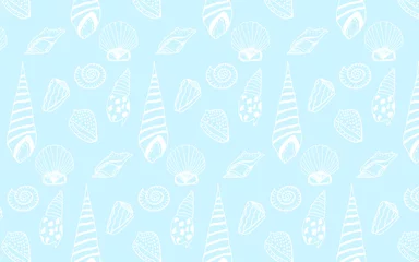 Fototapeten Vector underwater sea cartoon. Various seashells. Great for web page background, wrapping paper, cards,notebook and invitation © Olena