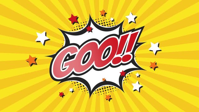 GOO! - Comic Pop Art text video 4K, chroma key version included. 