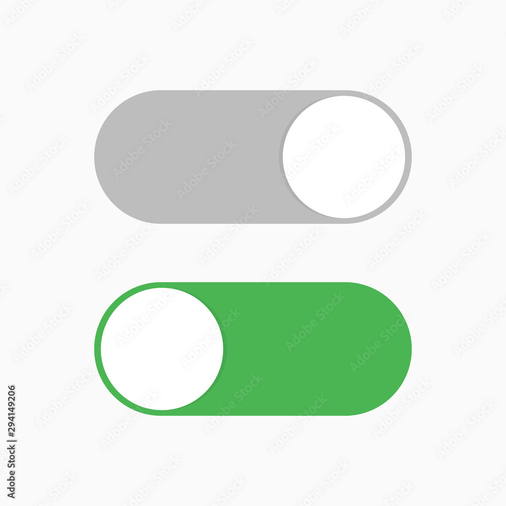 Poster switch toggle green grey isolated vector element. user on and off button symbol sign. technology con