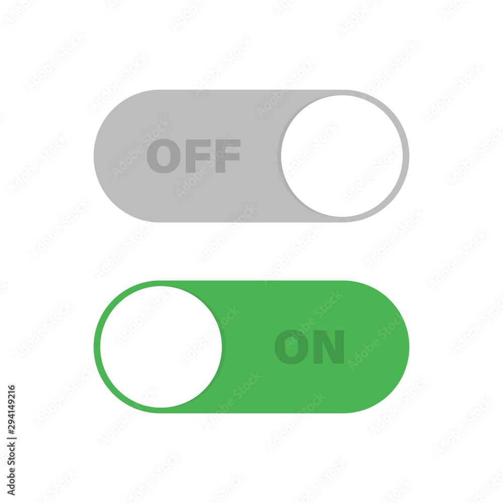 Poster switch toggle green grey isolated vector element. user on and off button symbol sign. technology con