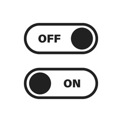 Toggle switch vector icon in trendy flat style for web design. Mobile app interface design concept. Press button icon vector. Switch sign symbol. Web icon push-button power.