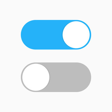 Switch toggle blue grey isolated vector element. User On and Off button symbol sign. Technology concept. Internet or wed technology.