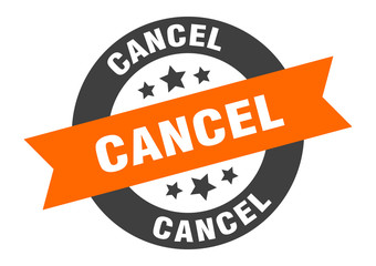 Fototapeta premium cancel sign. cancel orange-black round ribbon sticker