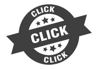 click sign. click black round ribbon sticker