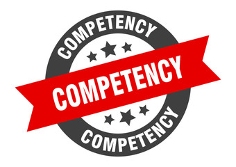 competency sign. competency black-red round ribbon sticker
