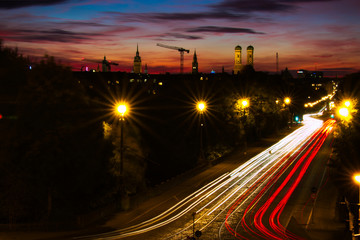 traffic in city at night