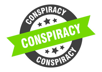 conspiracy sign. conspiracy black-green round ribbon sticker