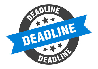 deadline sign. deadline blue-black round ribbon sticker