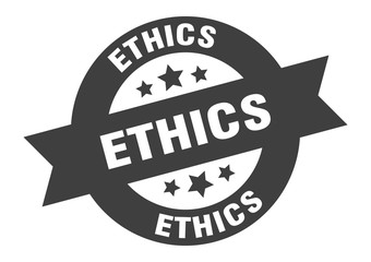 ethics sign. ethics black round ribbon sticker