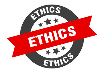ethics sign. ethics black-red round ribbon sticker