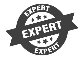 expert sign. expert black round ribbon sticker