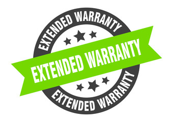 extended warranty sign. extended warranty black-green round ribbon sticker