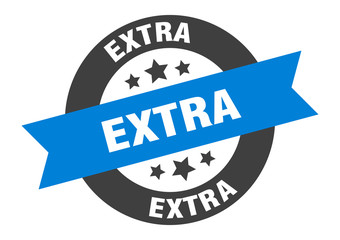 extra sign. extra blue-black round ribbon sticker