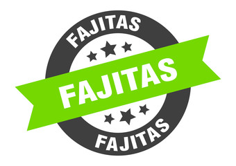 fajitas sign. fajitas black-green round ribbon sticker